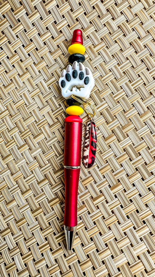 Beaded Ballpoint Pen - Bear Paw