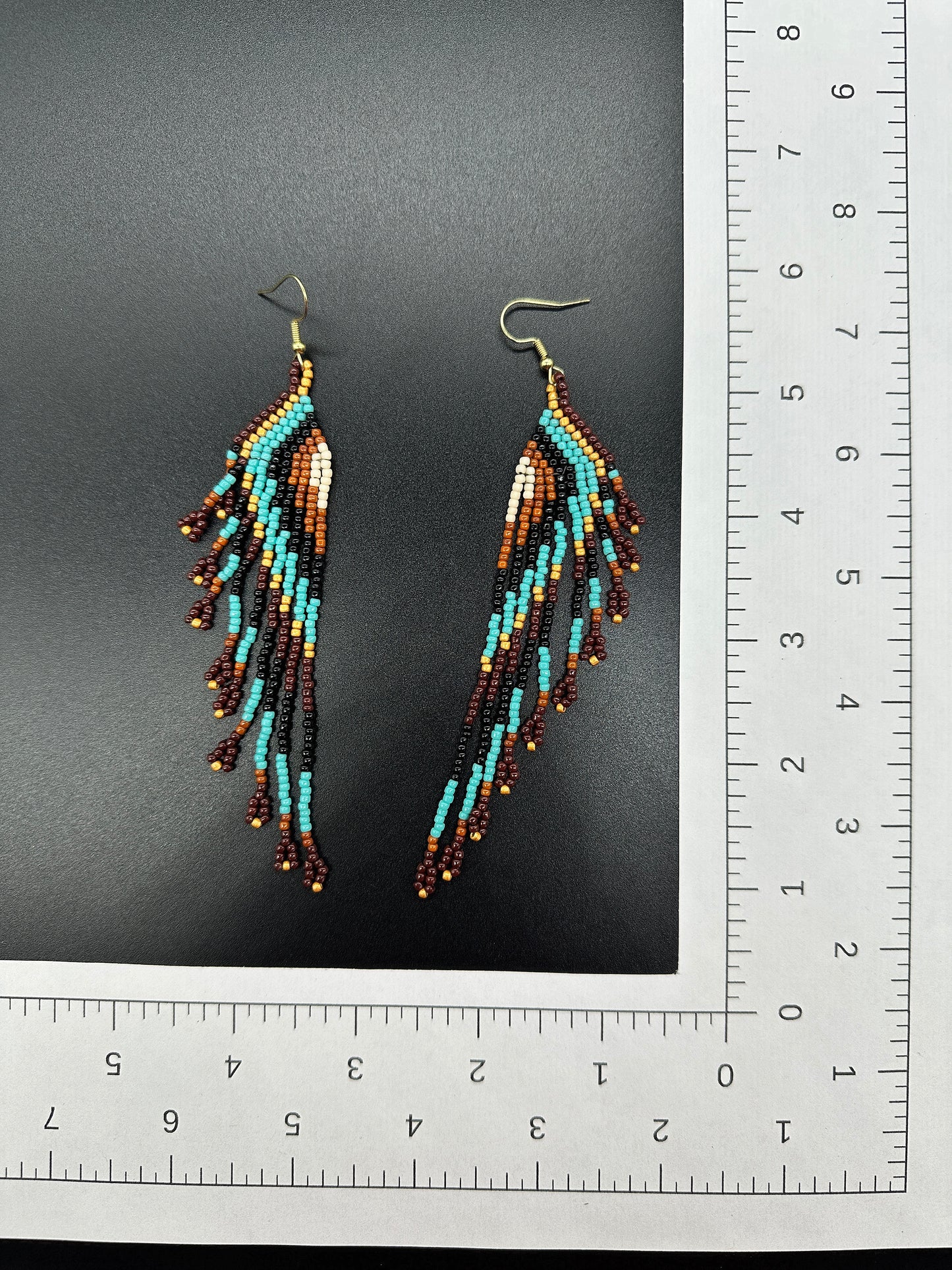 Indigenous Handcrafted Beaded Earrings - 'Feather' - Winged