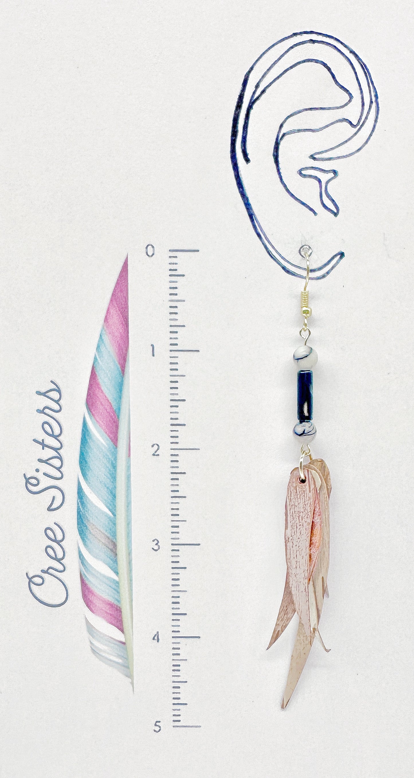 Indigenous Handcrafted Earrings - Birch Bark, Tuxedo and Black Network Agates