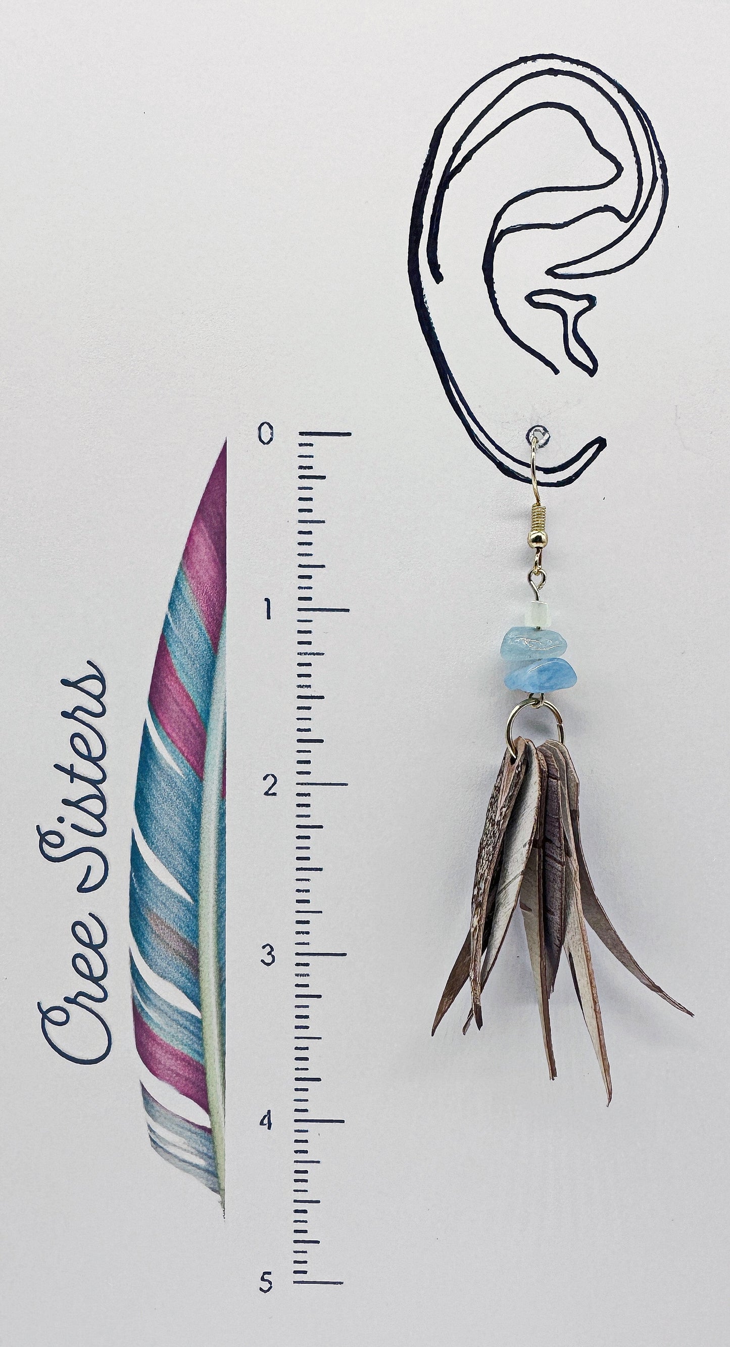 Indigenous Handcrafted Earrings - Birch Bark & Angelite