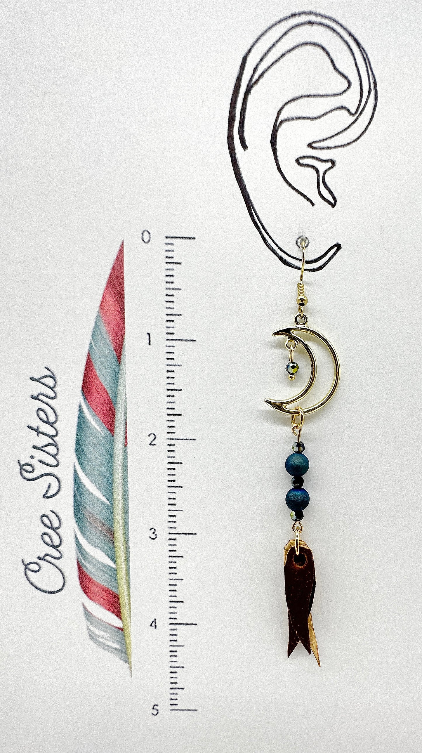 Indigenous Handcrafted Earrings - Birch Bark and Plated Druzy Agate