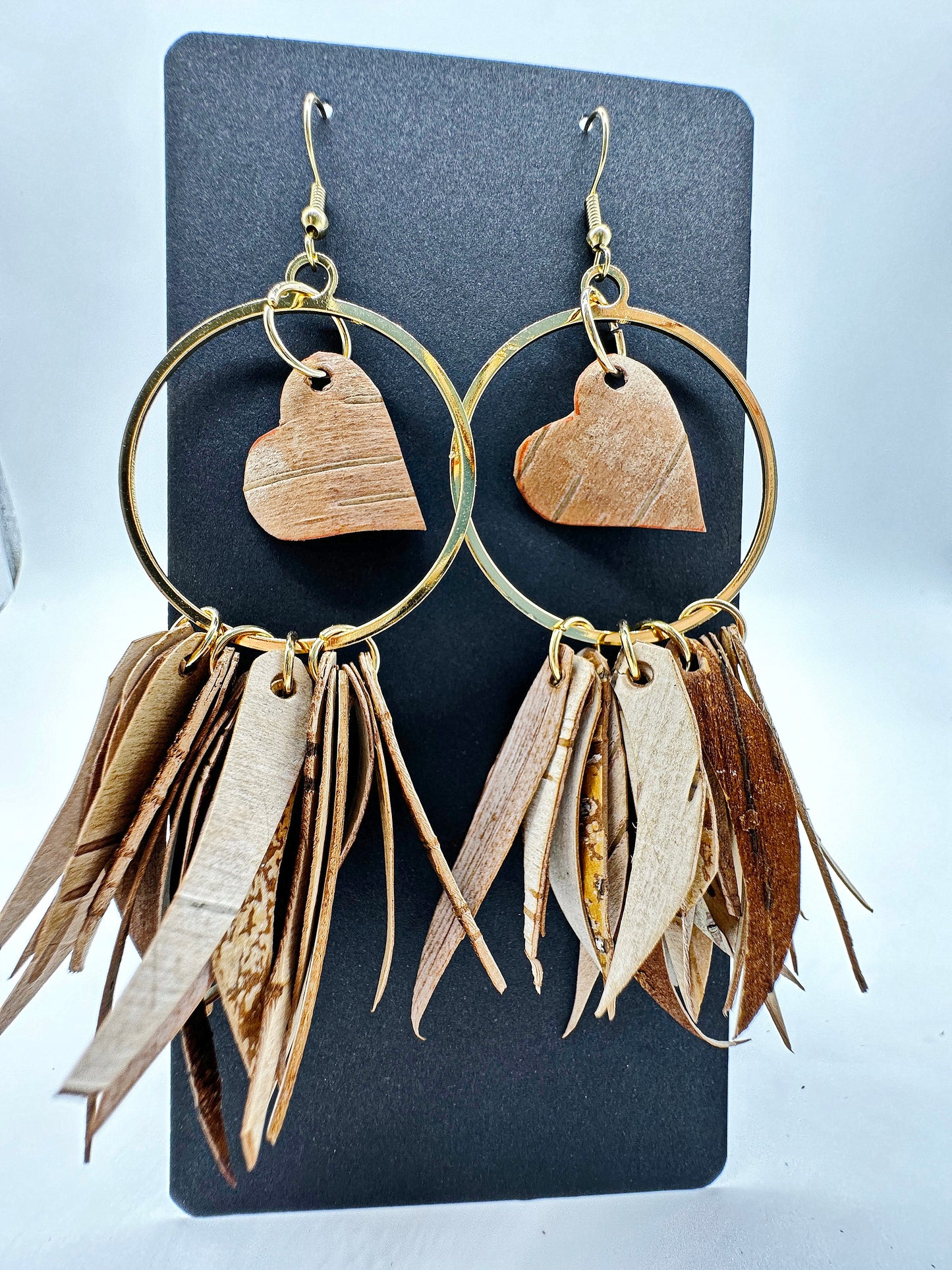 Boucles d'oreilles artisanales indigènes - Écorce de bouleau